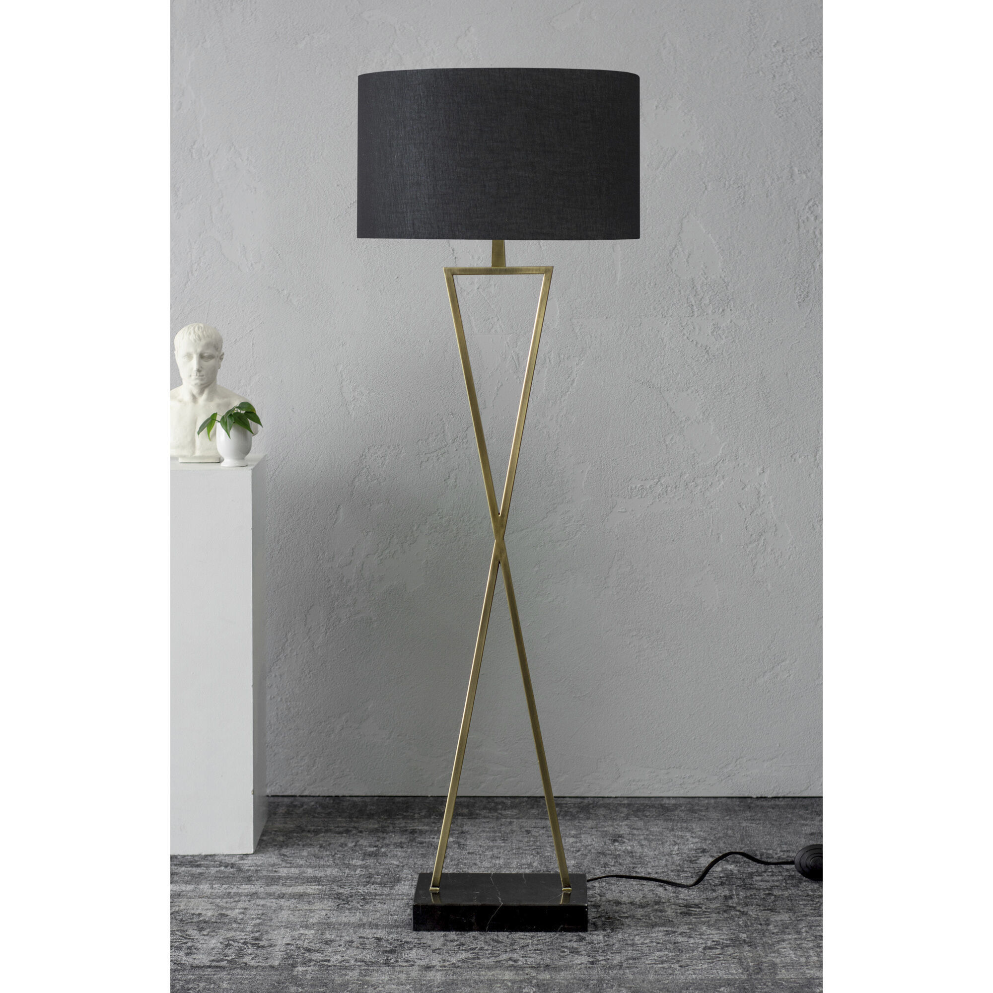 Marta 61.25 inch 100 watt Brass and Black Floor Lamp Portable Light