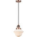 Franklin Restoration Oxford LED 7.5 inch Antique Copper Mini Pendant Ceiling Light in Matte White
