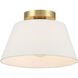 Modern 1 Light 12 inch Natural Brass Semi-Flush Ceiling Light
