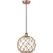 Edison Farmhouse Rope 1 Light 10 inch Antique Copper Mini Pendant Ceiling Light