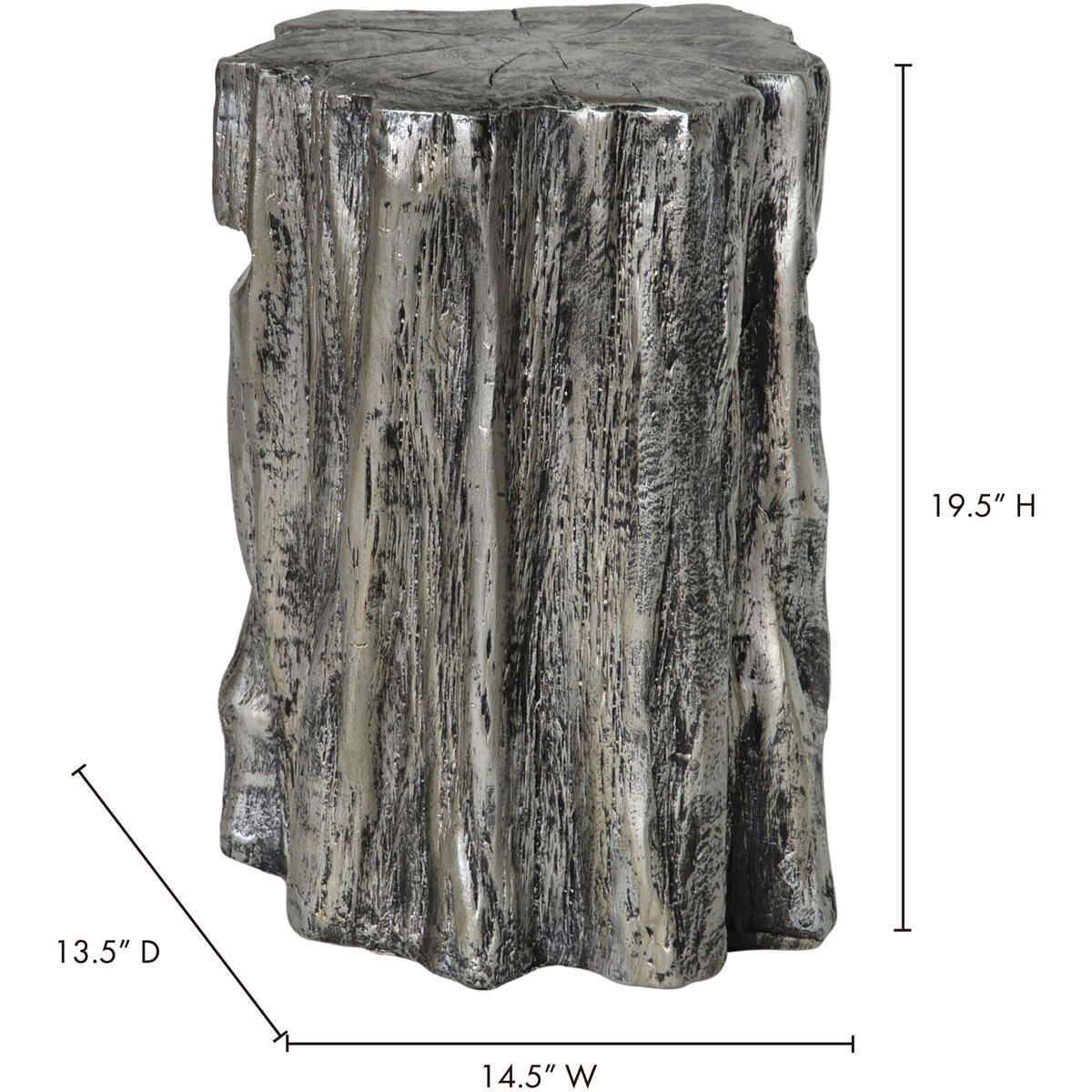 Trunk 19.5 inch Silver Stool