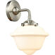 Nouveau Small Oxford LED 7.5 inch Brushed Satin Nickel Sconce Wall Light in Matte White Glass, Nouveau