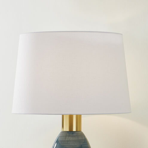 Tenley 26 inch 15.00 watt Aged Brass/Ceramic Inchyra Blue Table Lamp Portable Light