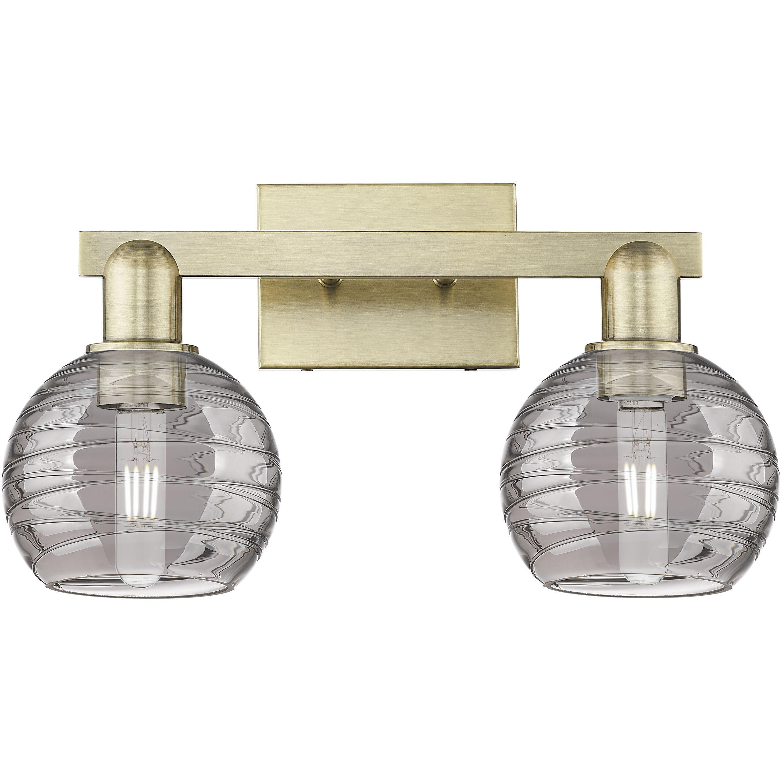 Athens Deco Swirl 2 Light 16 inch Antique Brass Bath Vanity Light Wall Light