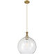 Astor 1 Light 14 inch Brushed Brass Pendant Ceiling Light in Seedy Glass