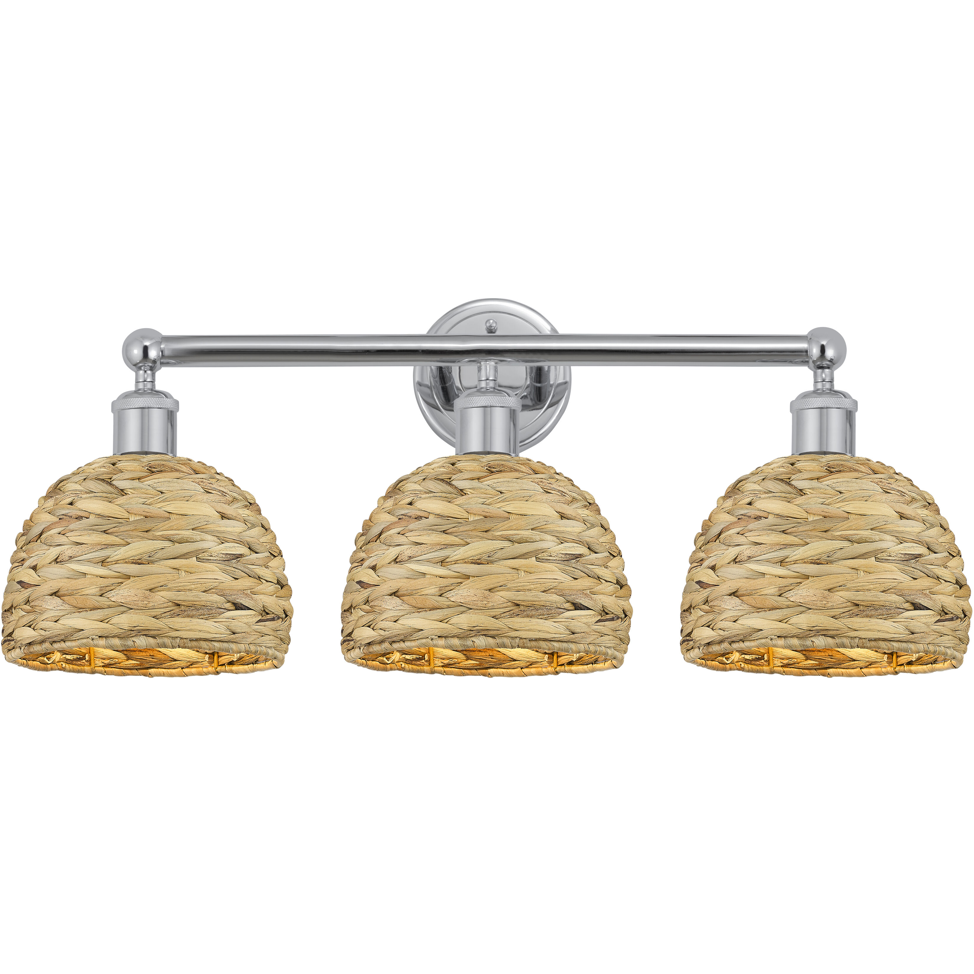 Edison Woven Rattan 3 Light 26 inch Polished Chrome Bath Vanity Light Wall Light
