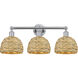 Edison Woven Rattan 3 Light 26 inch Polished Chrome Bath Vanity Light Wall Light