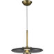 Kyoto LED 17.75 inch Vintage Brass Pendant Ceiling Light in Smoked Glass