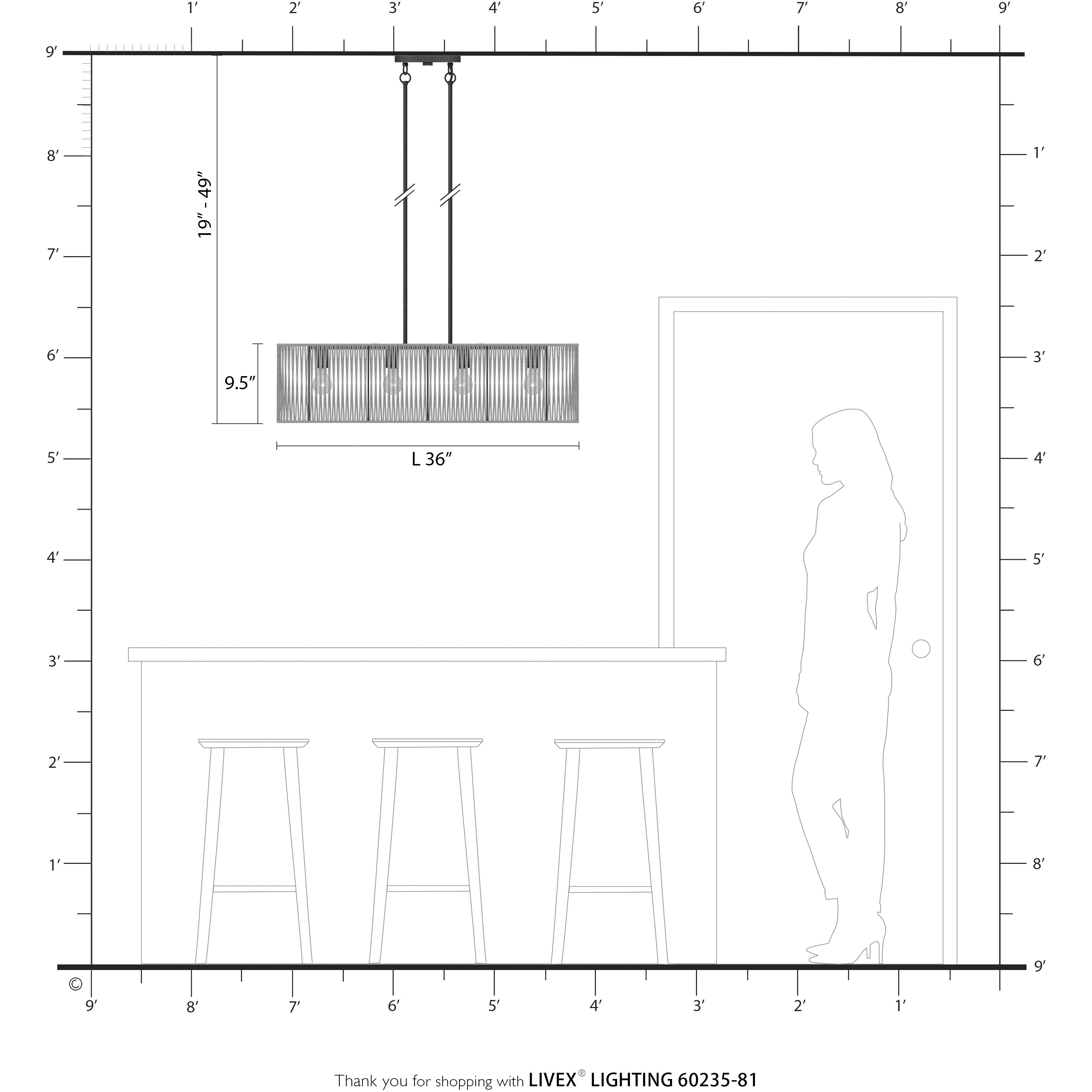 Acordia 4 Light 36 inch Painted Nickel Linear Chandelier Ceiling Light, Large