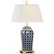 Pam Cain 30 inch 60.00 watt Blue/White Glaze/Antique Gold Leaf Table Lamp Portable Light