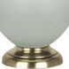 Double Gourd 31 inch 150 watt Matte Celadon Glazed Ceramic with Antique Brass Accents Table Lamp Portable Light in Pearl Dupioni