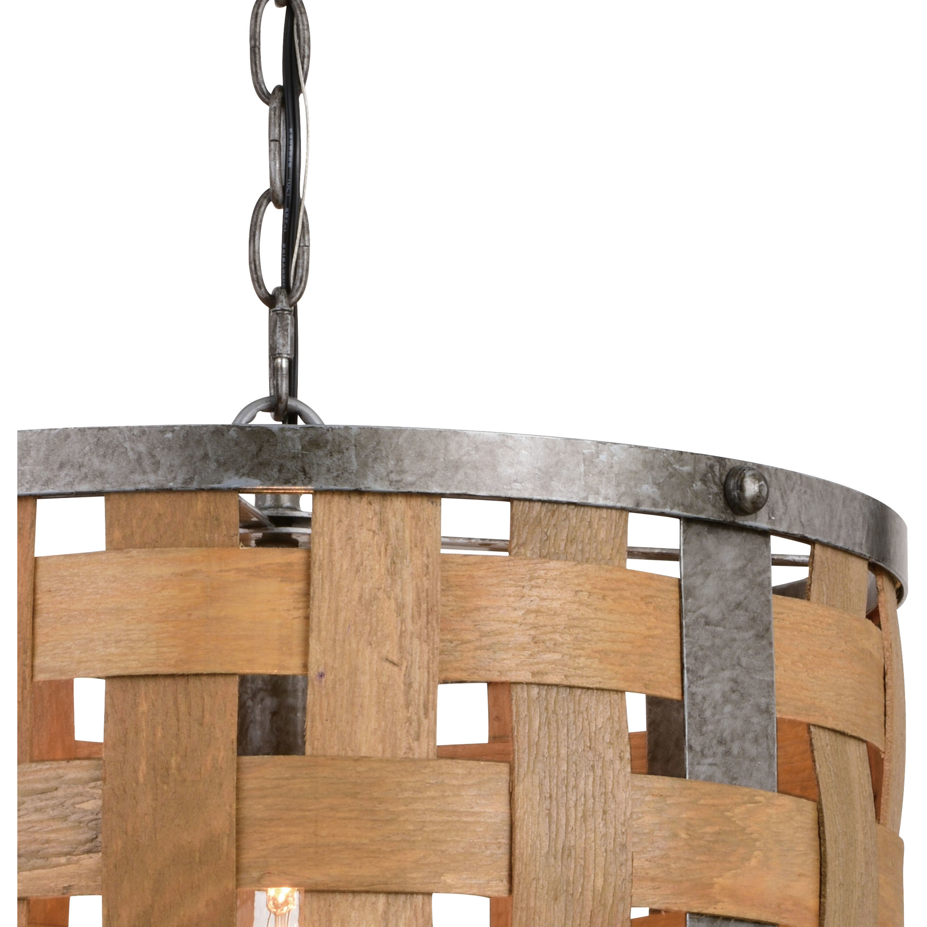 Norwood LED 16 inch Vintage Steel and Distressed Wood Pendant Ceiling Light
