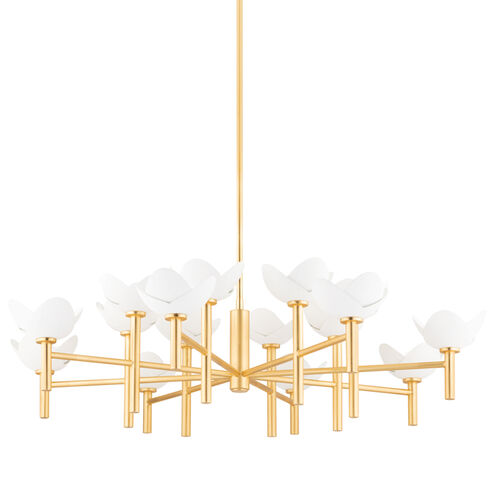 Dawson 18 Light 50.5 inch Gold Leaf and White Plaster Chandelier Ceiling Light