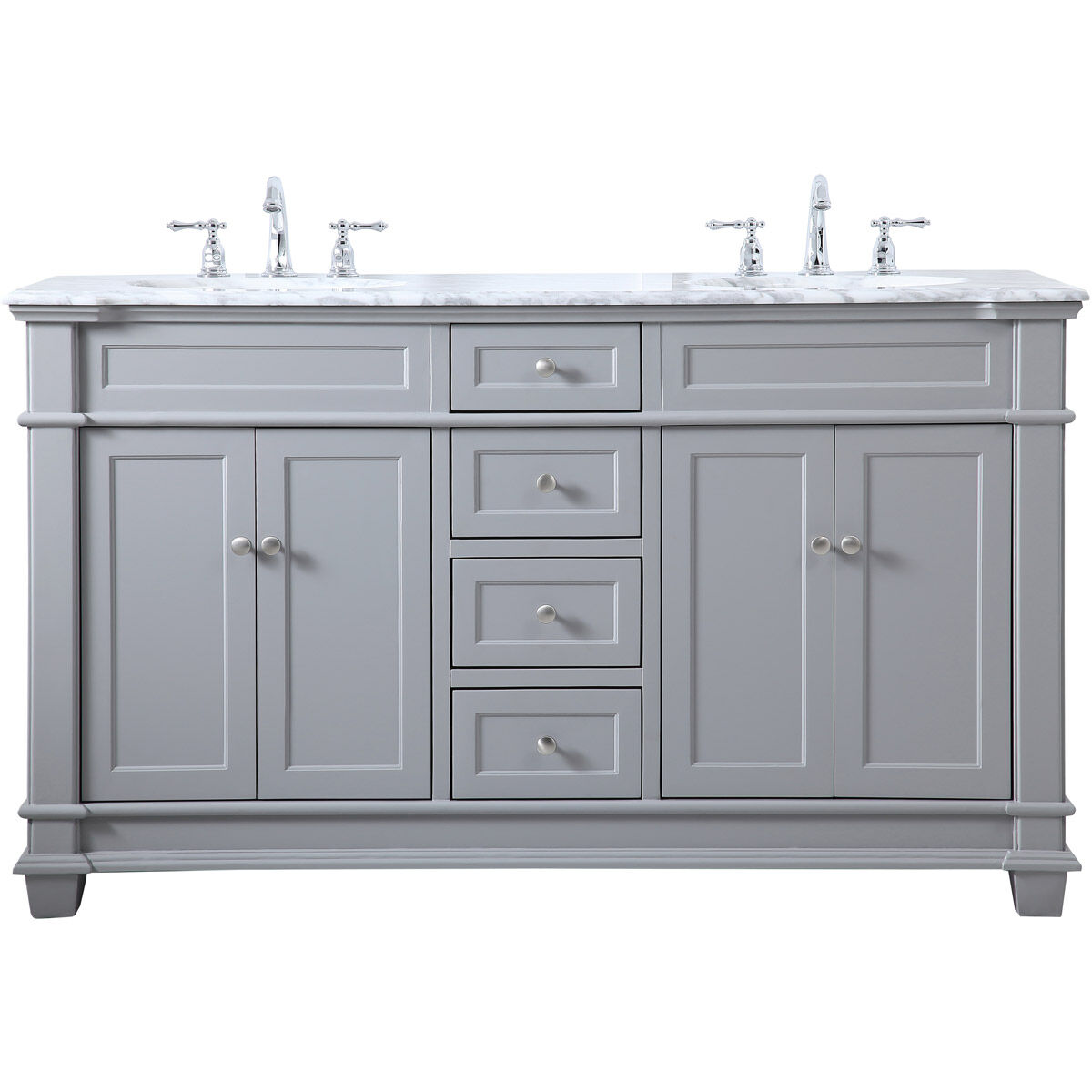 Wesley 60 X 21.5 X 35 inch Grey Vanity Sink Set in Gray