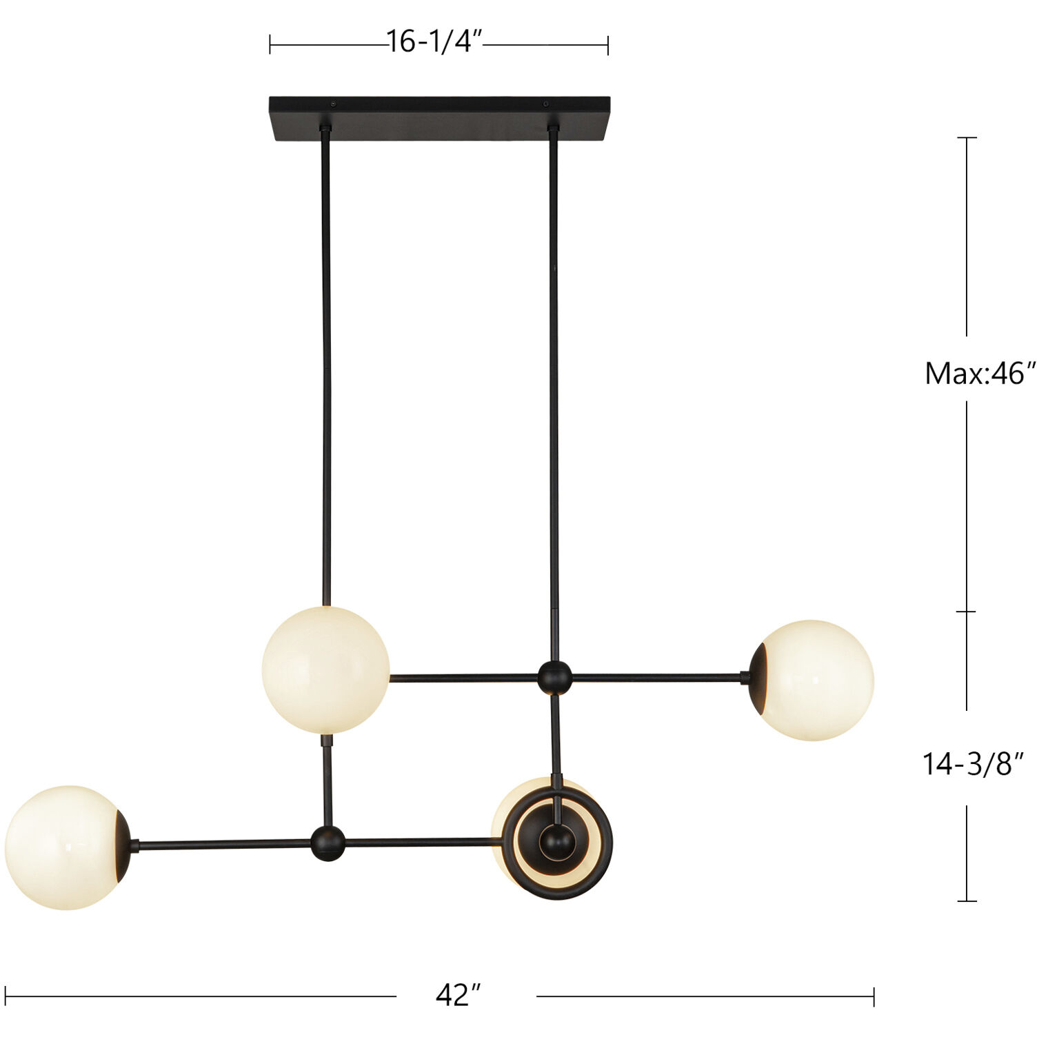 Alora Mood Fiore 4 Light 16.63 inch Matte Black/Glossy Opal Glass Chandelier Ceiling Light