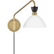 Simon 1 Light 8 inch Black with Heritage Brass Sconce Wall Light in Cased Opal