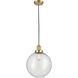 Franklin Restoration Beacon 1 Light 12 inch Satin Gold Mini Pendant Ceiling Light in Incandescent, Seedy, Franklin Restoration