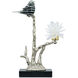 Sitting Bird on Branch Silver and Black Décor