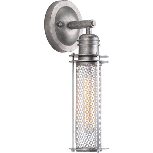 Industrial 1 Light 5 inch Galvanized and Metallic Silver Wall Sconce Wall Light