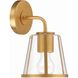 Fulton Bath Sconce Wall Light in Antique Gold, Clear