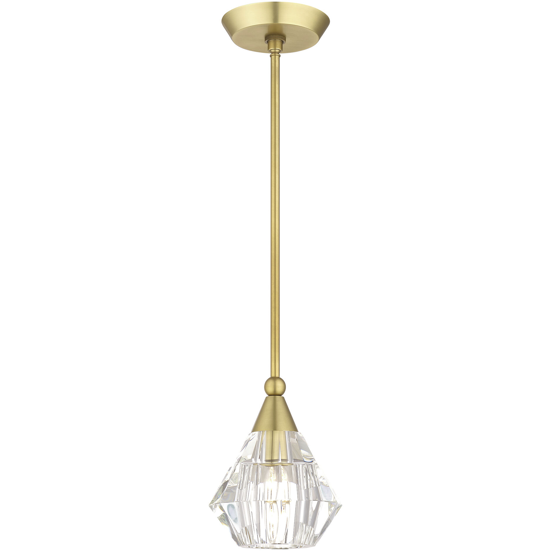 Brussels 1 Light 7 inch Natural Brass Pendant Ceiling Light, Crystal, Single