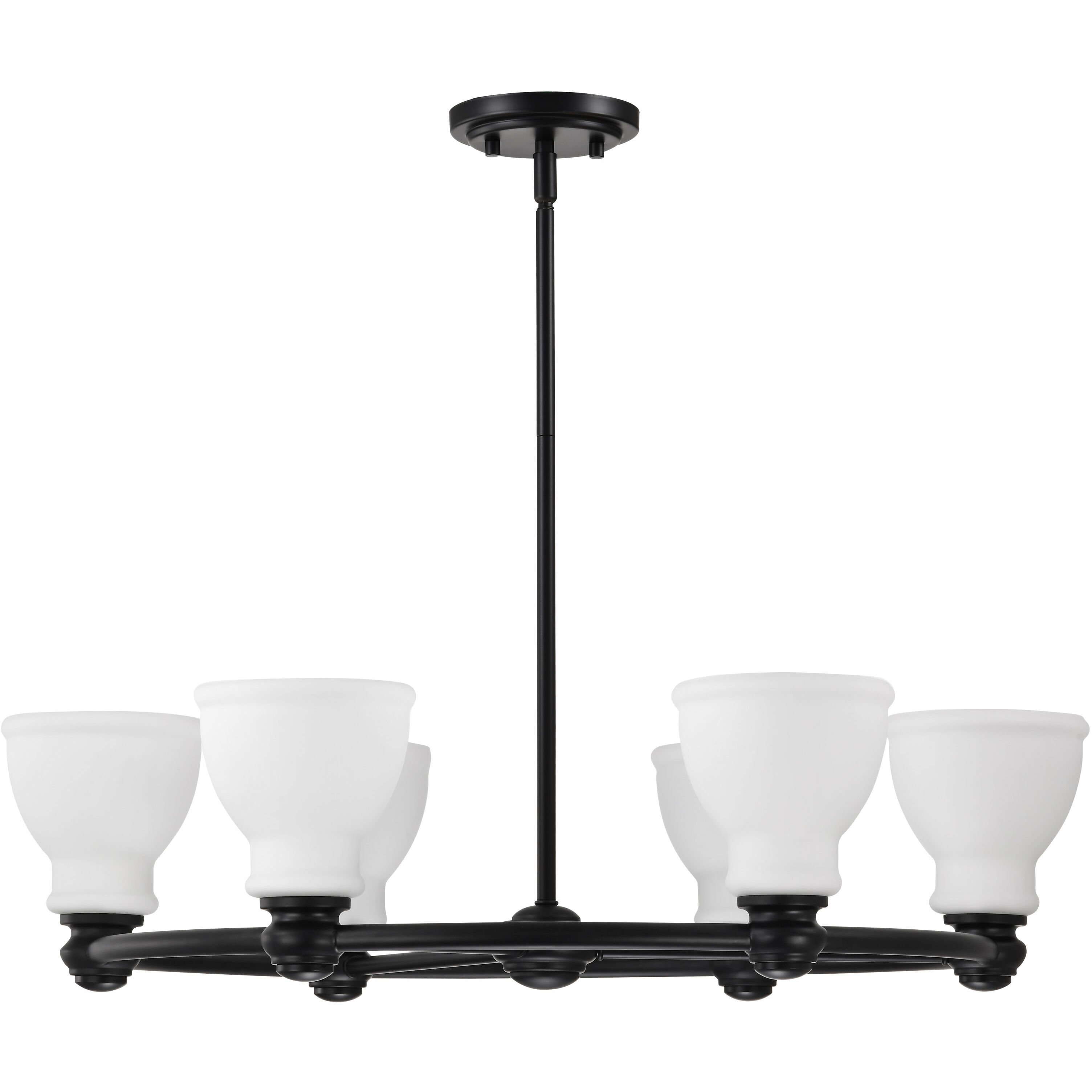 Russel 6 Light 28 inch Matte Black Chandelier Ceiling Light