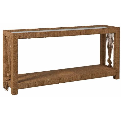 Hutch 70 X 18 inch Natural Seagrass / Tempered Glass Console Table