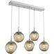 Aster LED LED Classic Silver Linear Pendant Ceiling Light in 2700K LED, Zircon Inner - Bronze Outer, Multi-Pendant