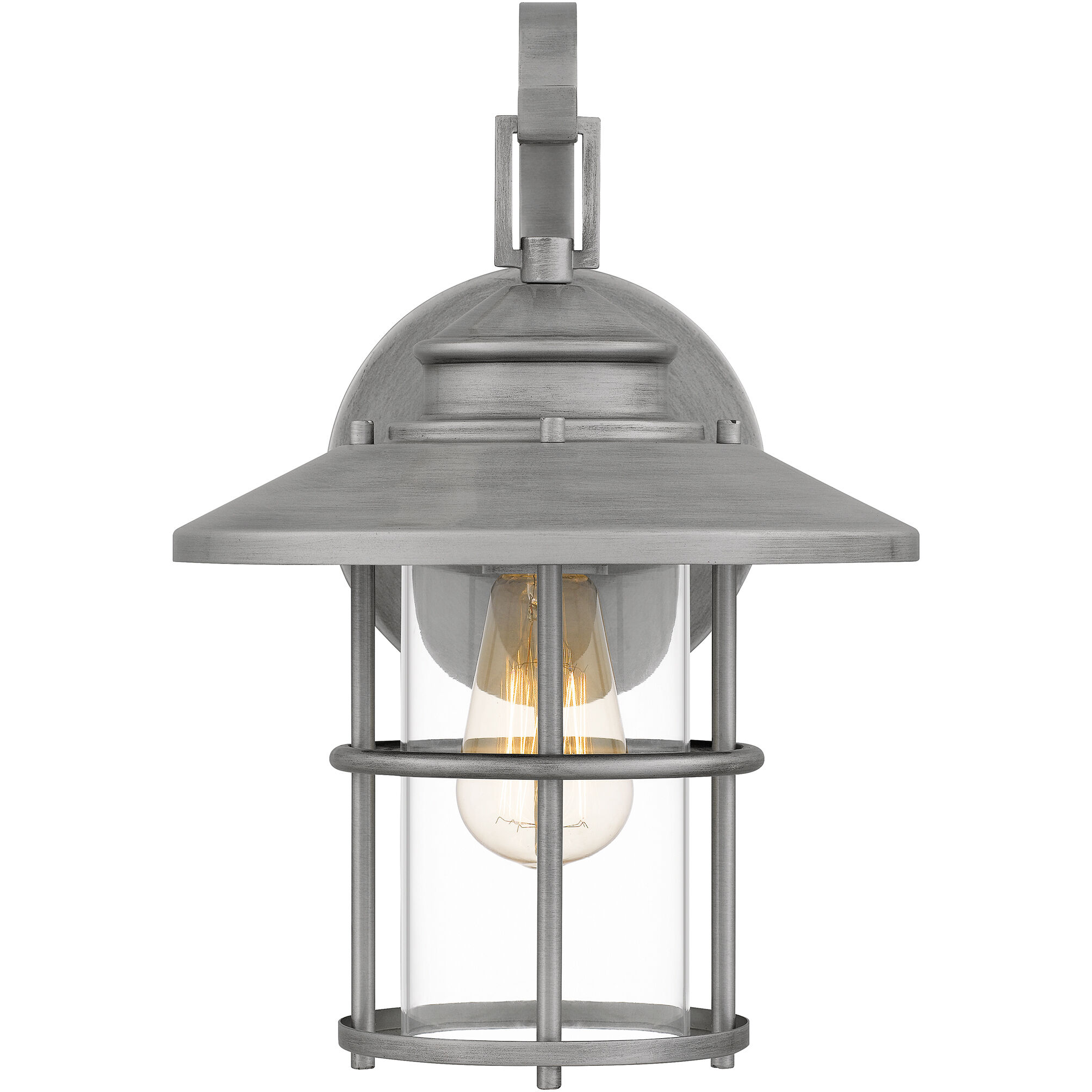 Lombard 1 Light 14 inch Antique Brushed Aluminum Outdoor Wall Lantern