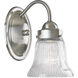 Economy Fluted Glass 1 Light 4.88 inch Brushed Nickel Bath Vanity Wall Light in Clear Prismatic