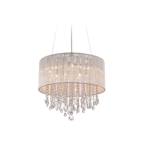 Beverly Dr. LED 32 inch Silver Silk String Dual Mount / Flush / Hanging Ceiling Light, Convertible to Hanging