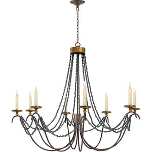 Chapman & Myers Marigot 8 Light 44 inch Hand Painted Rust Finish Chandelier Ceiling Light, Large