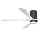 Atlas Irene-5HLK 60 inch Walnut Tone with Matte White Blades Ceiling Fan, Flush Mounted