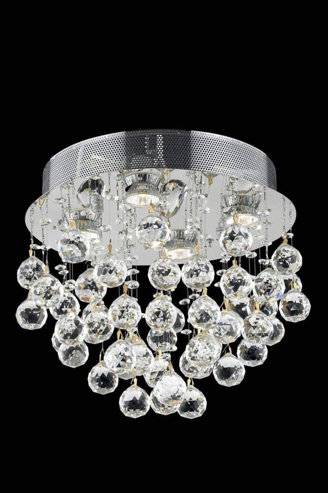 Galaxy 4 Light 14 inch Chrome Flush Mount Ceiling Light in Royal Cut