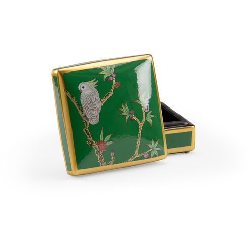 Wildwood 7 inch Green Glaze/Metallic Gold/Hand Painted Box