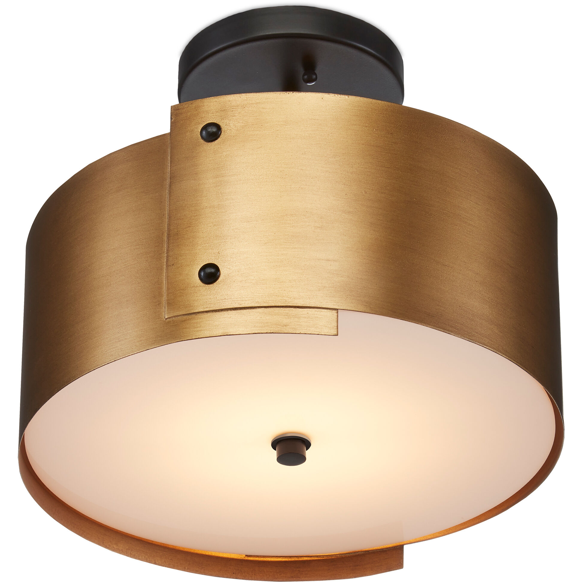 Ritsu 1 Light 13.75 inch Antique Brass/Black Semi-Flush Ceiling Light