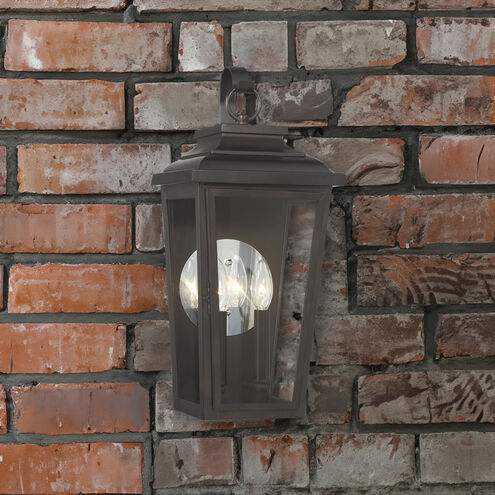 Great Outdoors Irvington Manor 2 Light 19 inch Chelesa Bronze Outdoor Pocket Lantern in Incandescent, Clear Glass
