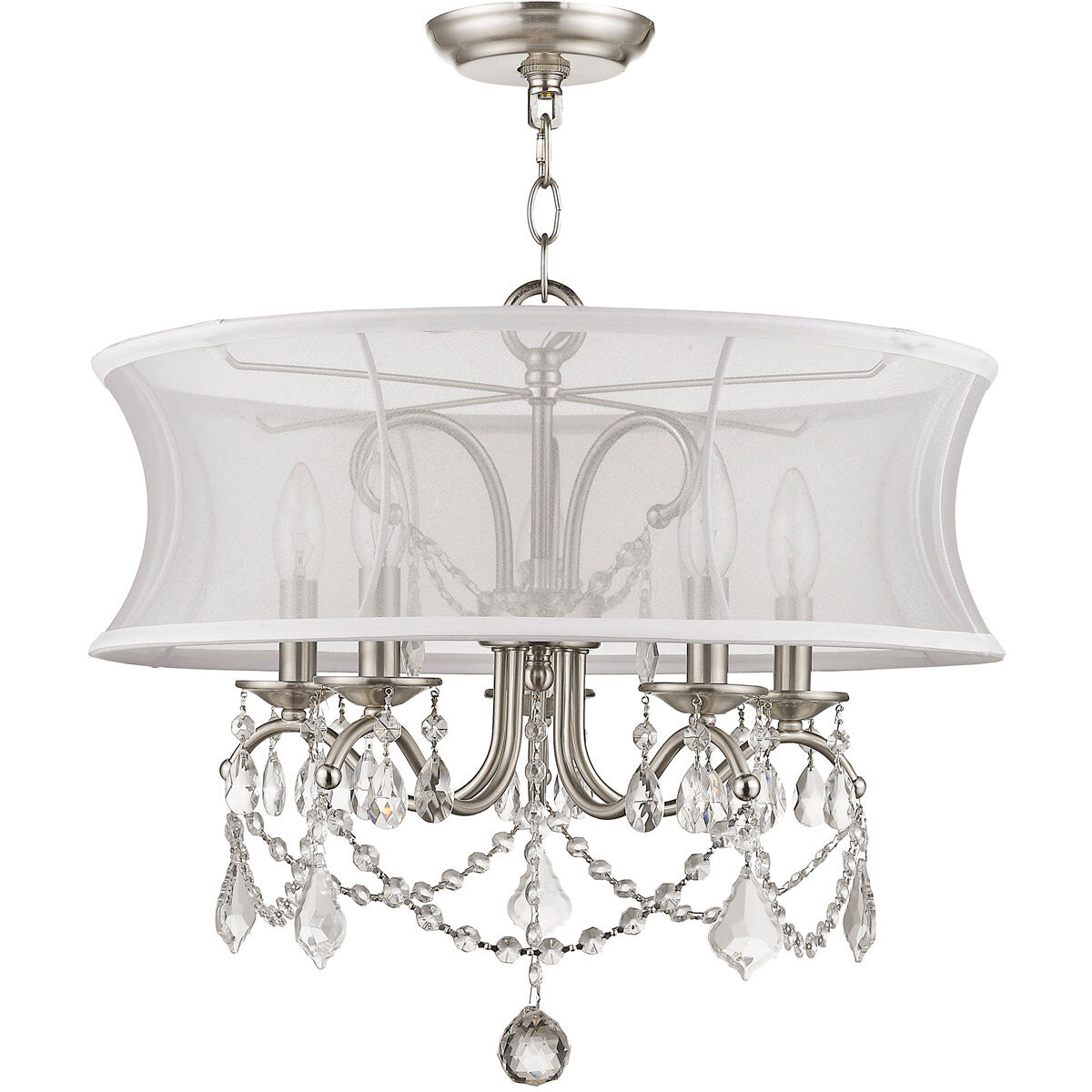 Newcastle 5 Light 20 inch Brushed Nickel Chandelier Ceiling Light