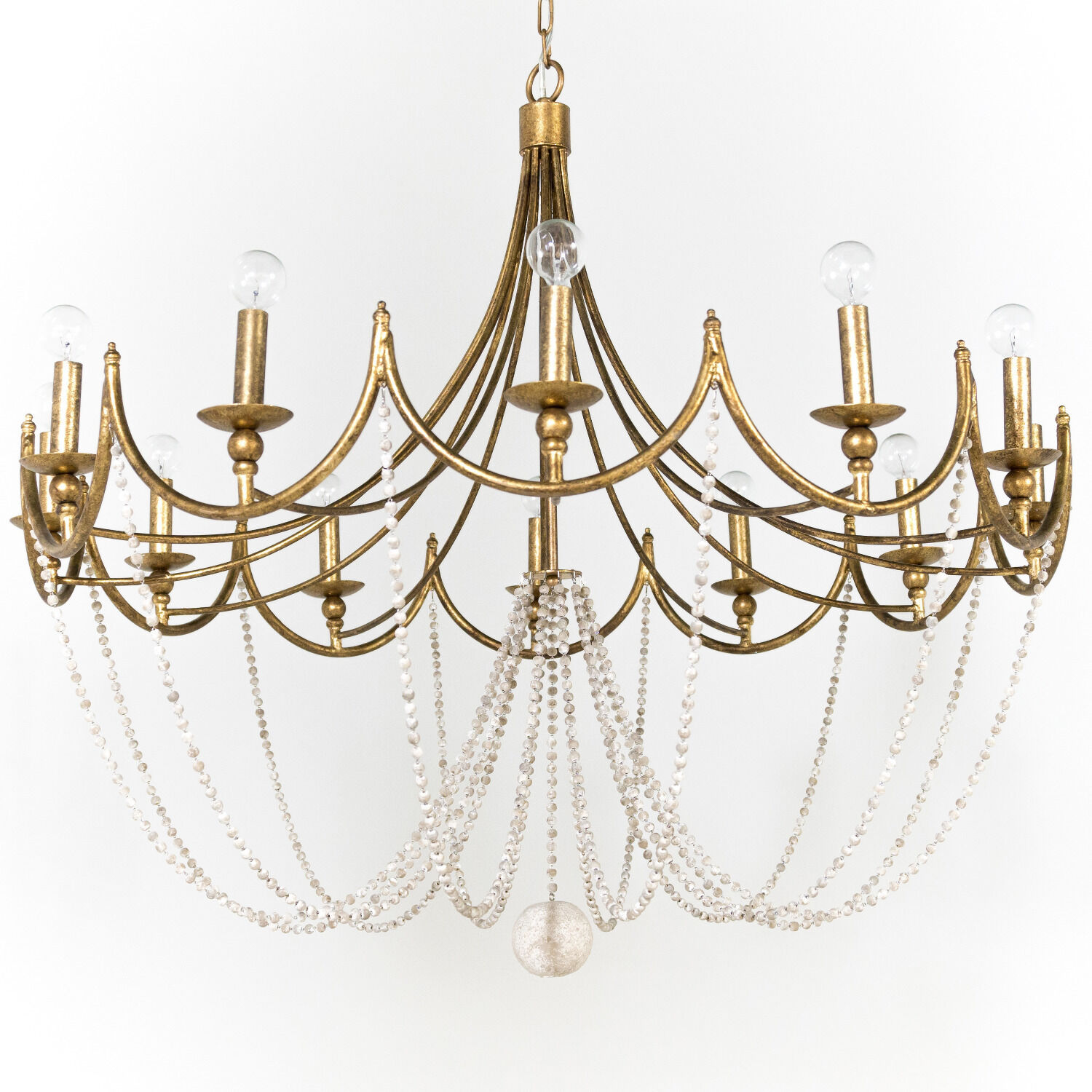 Sandra 12 Light 43.5 inch Antique Gold / Antique White Chandelier Ceiling Light