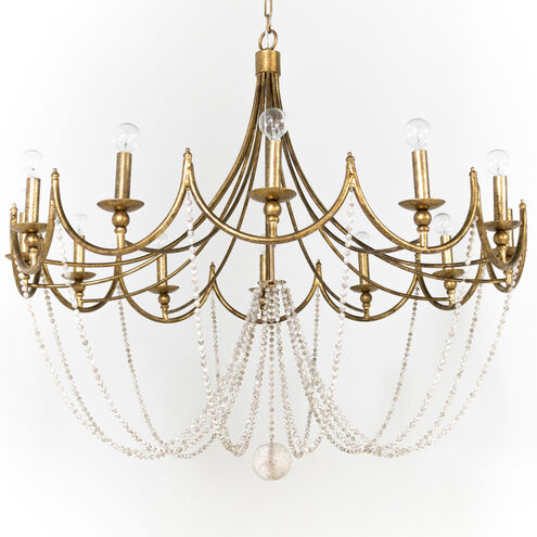 Sandra 12 Light 43.5 inch Antique Gold / Antique White Chandelier Ceiling Light