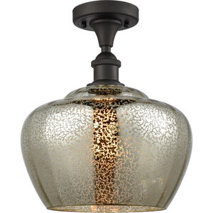 Ballston Large Fenton LED 11 inch Oil Rubbed Bronze Semi-Flush Mount Ceiling Light in Mercury Glass, Ballston
