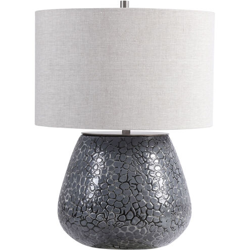 Pebbles 22 inch 150.00 watt Metallic Charcoal Gray and Brushed Nickel Table Lamp Portable Light