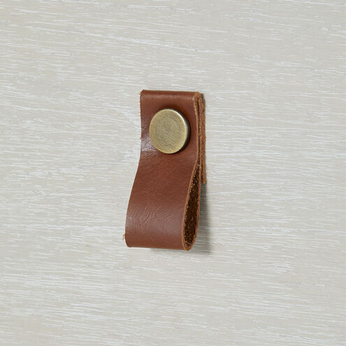 Maya Cerused White / Stained Brass / Caramel Brown Leather Dresser