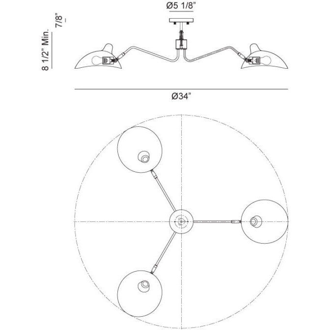 Droid 3 Light 34 inch Bronze and Brushed Gold Pendant Ceiling Light