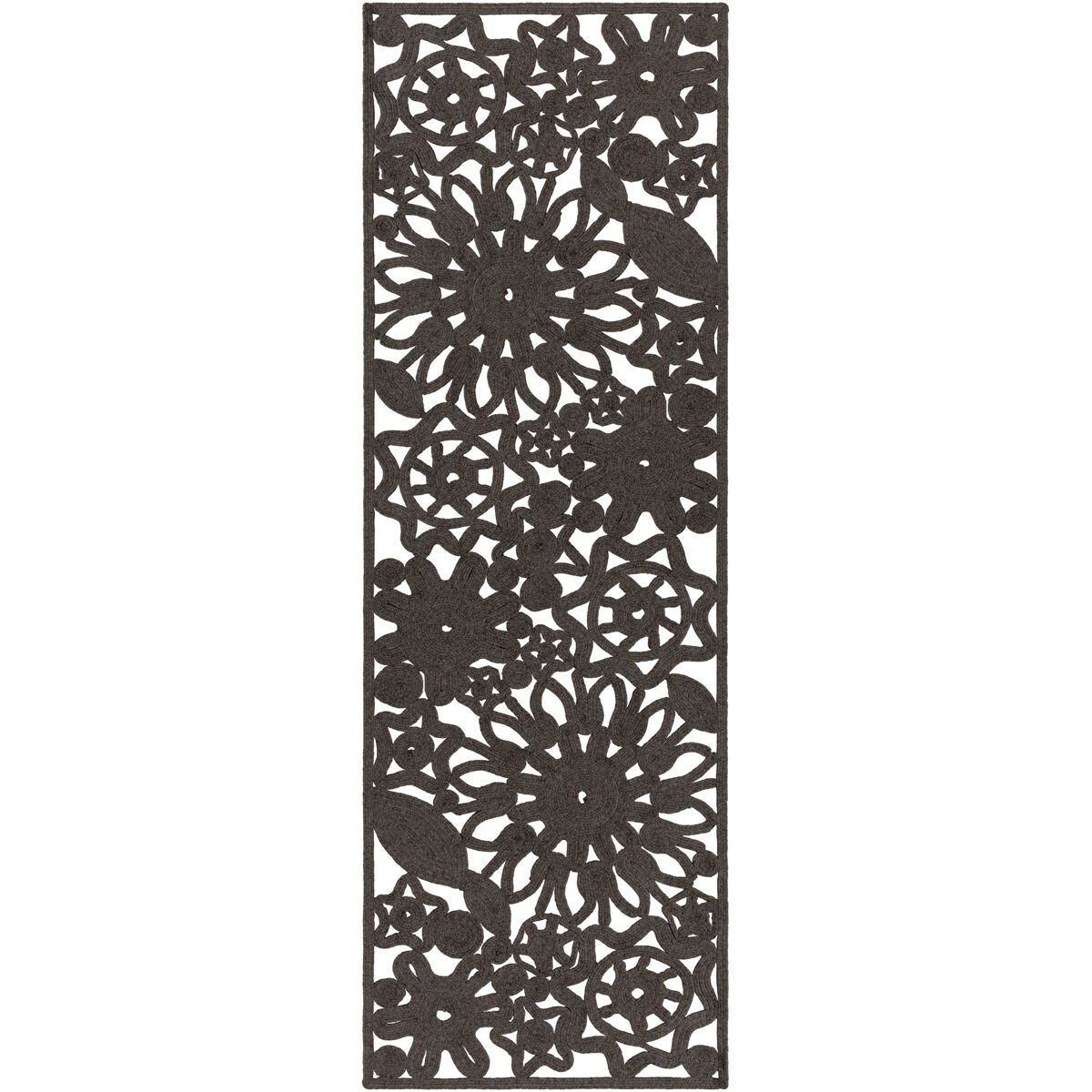Sanibel 96 X 30 inch Black Outdoor Runner, Polypropylene, Polyester, and Viscose