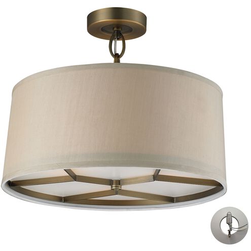 Baxter 3 Light 16 inch Brushed Antique Brass Semi Flush Mount Ceiling Light