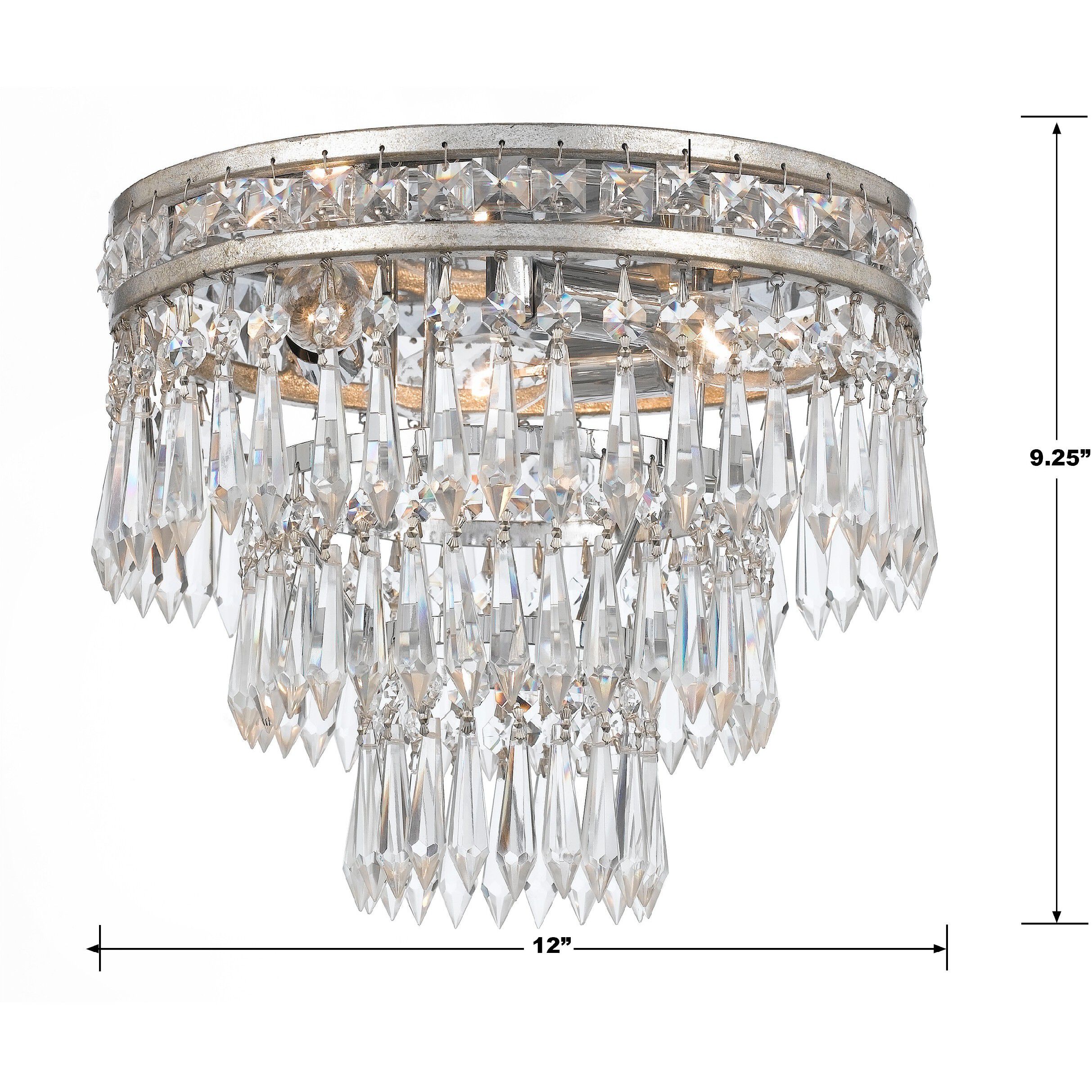 Mercer 3 Light 12 inch Olde Silver Flush Ceiling Light
