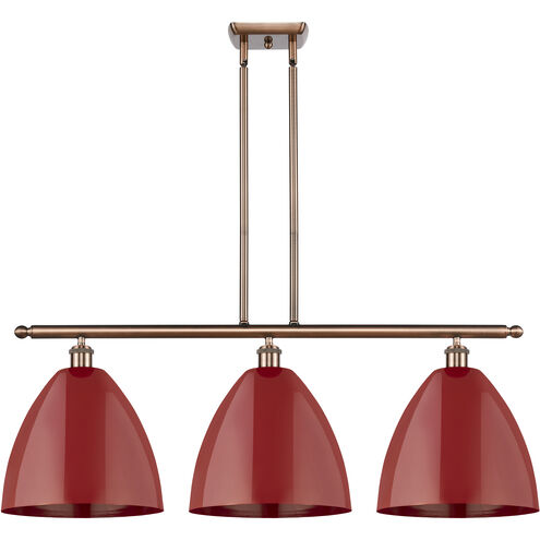 Ballston Plymouth Dome 3 Light 39 inch Antique Copper Island Light Ceiling Light in Matte Red