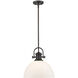 Hines 1 Light 14 inch Rubbed Bronze Pendant Ceiling Light in Opal Glass, Large