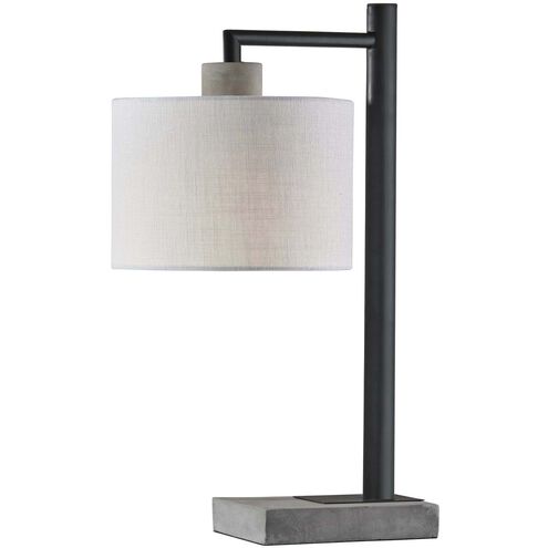 Devin 23 inch 60.00 watt Black with Grey Cement Accents Table Lamp Portable Light